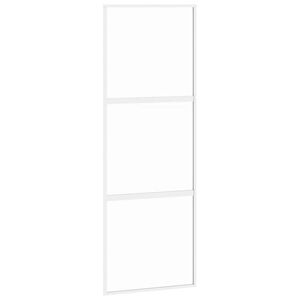 vidaXL Drsna vrata bela 76x205 cm kaljeno steklo in aluminij