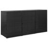 vidaXL Trojna lopa za smetnjak črna 229x78x120 cm poli ratan