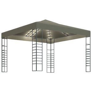 vidaXL Vrtni &scaron;otor z LED lučkami 3x3 m taupe
