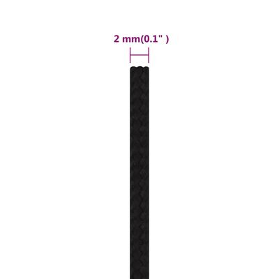 vidaXL Delovna vrv črna 2 mm 25 m poliester