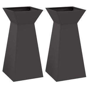 vidaXL Stolpna posoda 2 kos Črna 35 x 35 x 73 cm Mlinjeni jeklo