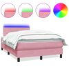 vidaXL Box spring postelja z vzmetnico LED Pink 120x220 cm Velvet