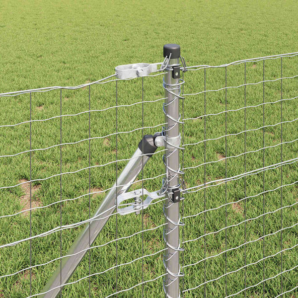 vidaXL Ograja s stebrom srebrna 0,4 x 50 m Jeklo in PVC