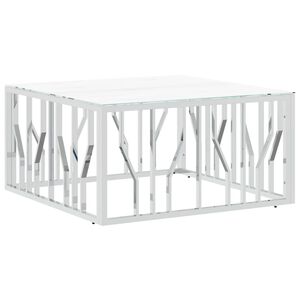 vidaXL Klubska mizica srebrna 80x80x40 cm nerjaveče jeklo in steklo
