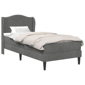 vidaXL Konstrukcija postelje z vzglavjem Temno siva 90 x 190 cm Žamet