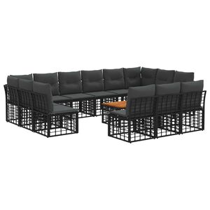vidaXL Zunanja garnitura za sedenje 14 pcs Črna in Temno siva