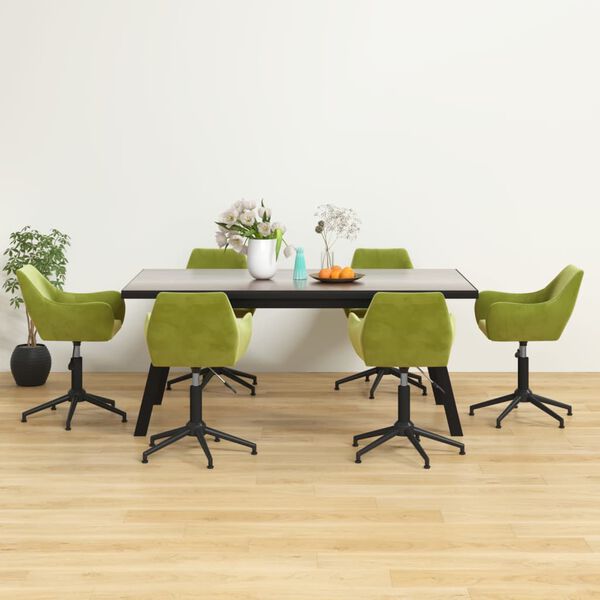 vidaXL Vrtljivi jedilni stoli 6 kosov svetlo zelen žamet