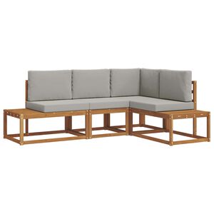 vidaXL Zunanja garnitura za sedenje 4 Kos Naravna in svetlo siva