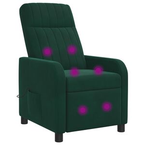 vidaXL Masirni ležalnik Temno zelena Žamet