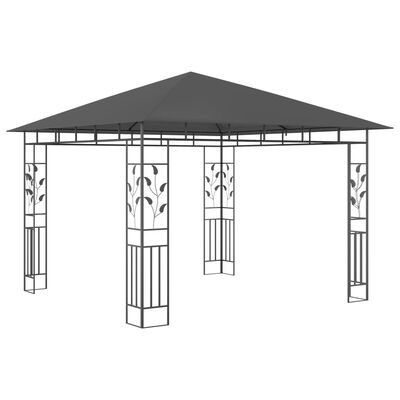 vidaXL Paviljon s komarnikom in LED lučkami 3x3x2,73 m antraciten