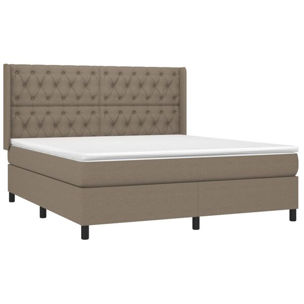 vidaXL Box spring postelja z vzmetnico taupe 160x200 cm blago