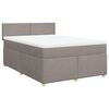 vidaXL Box spring postelja z vzmetnico taupe 140x190 cm blago