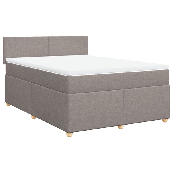 vidaXL Box spring postelja z vzmetnico taupe 140x190 cm blago