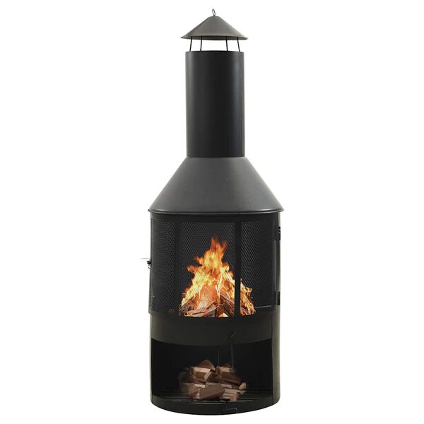 vidaXL Vrtna peč z re&scaron;etko in grebljico 47x47x135,7 cm jeklo