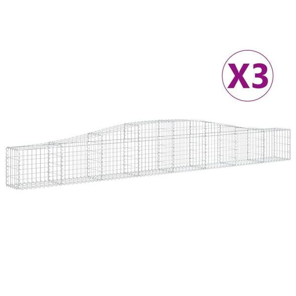 vidaXL Obokane gabion ko&scaron;are 3 kosi 400x30x40/60 cm pocinkano železo