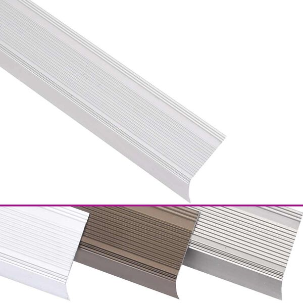 vidaXL Obroba za stopnice L-oblike 5 kosov aluminij 90 cm srebrna