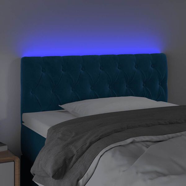 vidaXL LED posteljno vzglavje temno modro 90x7x78/88 cm žamet