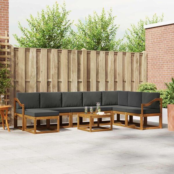vidaXL Zunanja garnitura za sedenje 9 pcs Naravna in antracitna