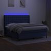 vidaXL Box spring postelja z vzmetnico LED modra 180x200 cm blago