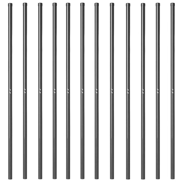 vidaXL Ograjni stebri 12 pcs Siva Jeklo s prašnim premazom