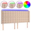 vidaXL LED posteljno vzglavje kapučino 147x16x118/128 cm umetno usnje