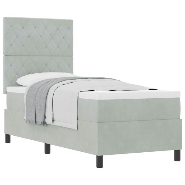 vidaXL Postelja z vzmetnico z vzmetnico Svetlo siva 80 x 200 cm blago