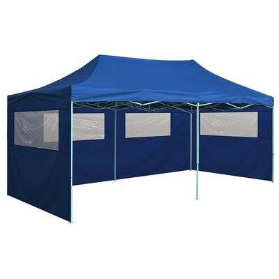vidaXL Profesionalen zložljiv vrtni šotor s 4 stranicami 3x6 m moder
