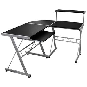vidaXL Kotna računalni&scaron;ka miza črna 132x112x99 cm inženirski les