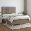vidaXL Box spring postelja z vzmetnico LED taupe 140x200 cm blago