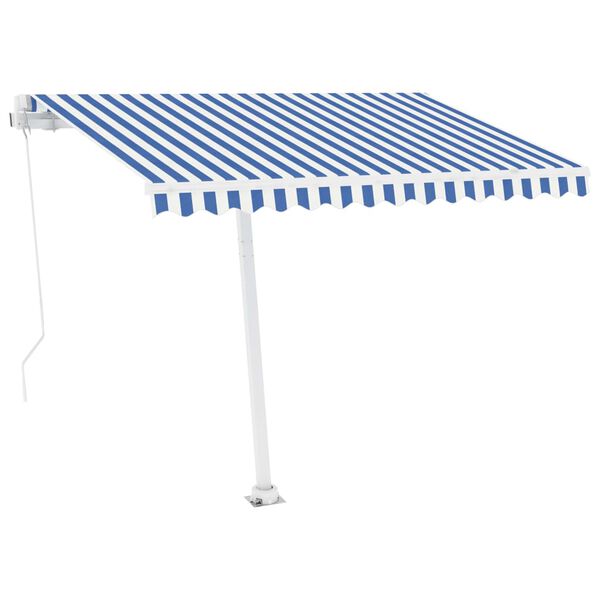 vidaXL Ročno zložljiva tenda z LED lučmi 350x250 cm modra in bela