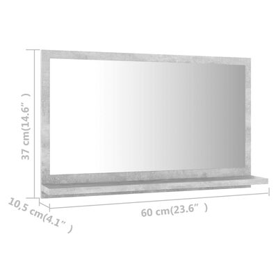 vidaXL Kopalniško ogledalo betonsko sivo 60x10,5x37 cm iverna plošča