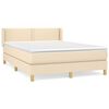 vidaXL Box spring postelja z vzmetnico krem 140x200 cm blago
