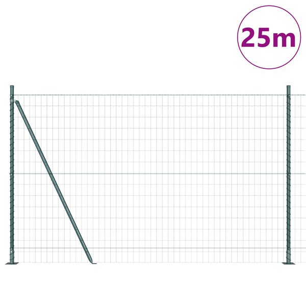 vidaXL Ograja s stebrom Zelena 1,2 x 25 m Jeklo in PVC