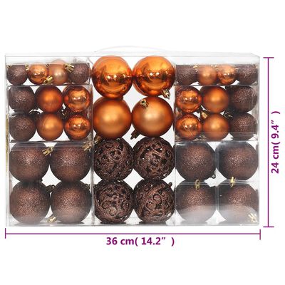 vidaXL Božične bunkice 100 kosov rjave 3 / 4 / 6 cm
