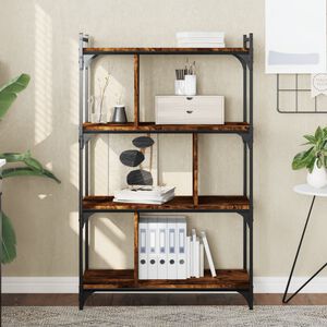 vidaXL Knjižna omara 4-nadstropna dimljen hrast 76x32x123 cm inž. les