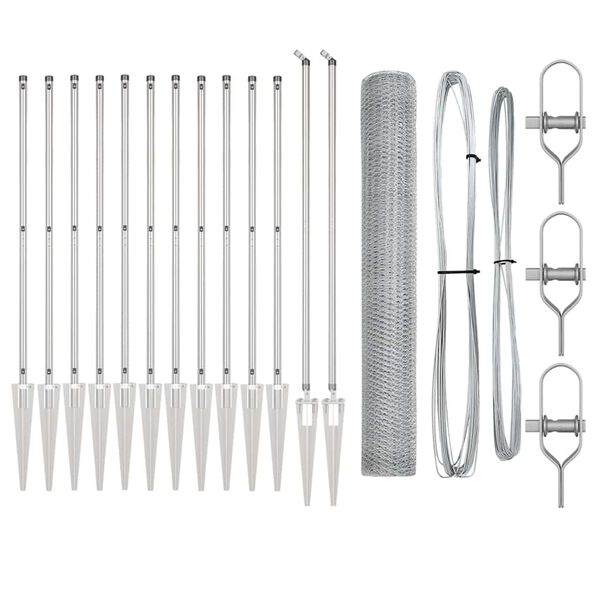 vidaXL Steber ograje. srebrna 25 x 1,4 m (25 mm mreža) Jeklo