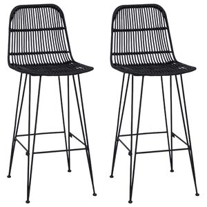vidaXL Barski stol 2 pcs Črna 44 x 55 x 109 cm Rattan in jeklo
