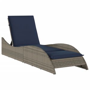 vidaXL Ležalnik z blazino siv 60x205x73 cm poli ratan