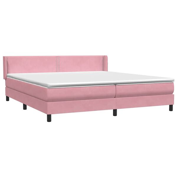 vidaXL Box Spring postelja z vzmetnico Pink 200x220 cm žamet