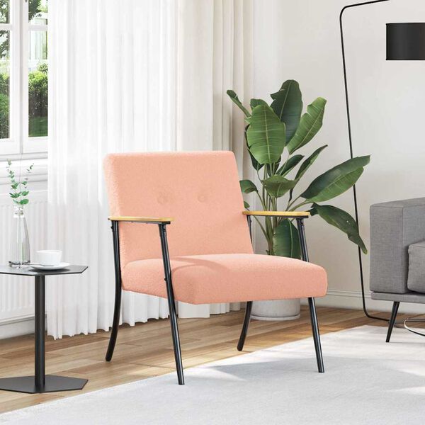 vidaXL fotelj Roza 59 x 75 x 78 cm Kodrasto tkanino, podobno volni