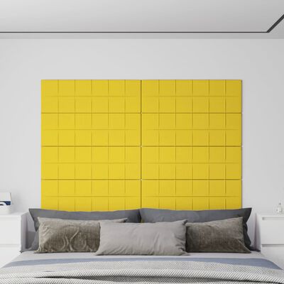 vidaXL Stenski paneli 12 kosov rumeni 90x30 cm blago 3,24 m²