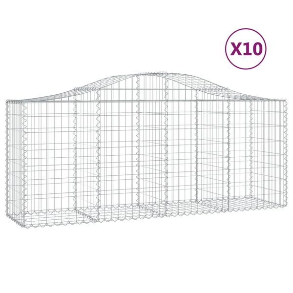 vidaXL Obokane gabion košare 10 kosov 200x50x80/100 cm cinkano železo