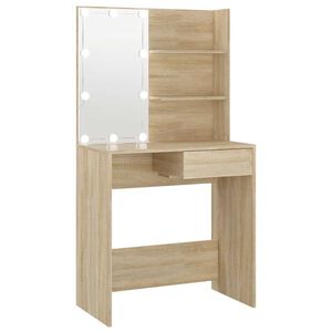 vidaXL Toaletna mizica z LED osvetlitvijo, hrast sonoma, 74,5x40x141 cm, inženirski les