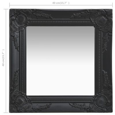 vidaXL Stensko ogledalo v baročnem stilu 40x40 cm črno