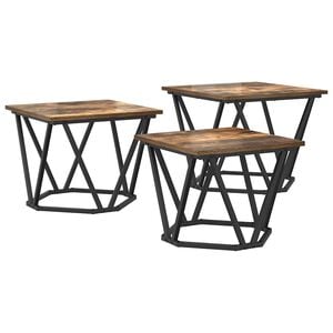 vidaXL Klubska miza 3 pcs Dimljeni oreh Inženirski les in jeklo