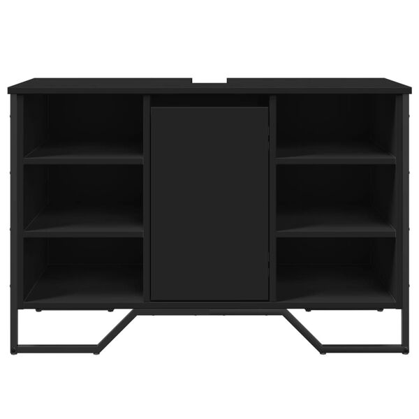 vidaXL Omarica za umivalnik črna 91x35x60 cm inženirski les