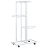 vidaXL 4-nadstropno stojalo za rože s kolesi 44x23x80 cm belo železo