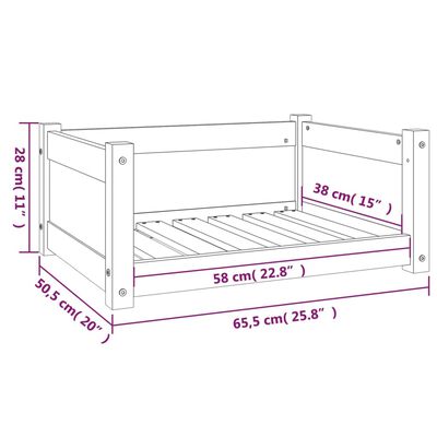vidaXL Pasja postelja 65,5x50,5x28 cm trdna borovina