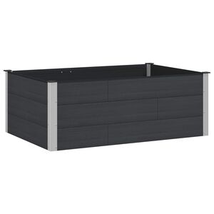 vidaXL Vrtna visoka greda Črna 150 x 100 x 54 cm WPC in aluminij