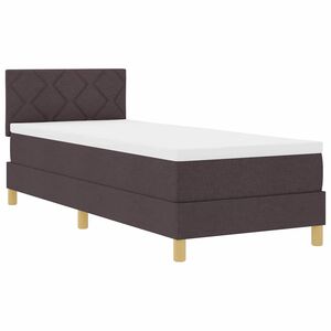 vidaXL LED Box Spring Postelja Temno rjava 80 x 200 cm blago